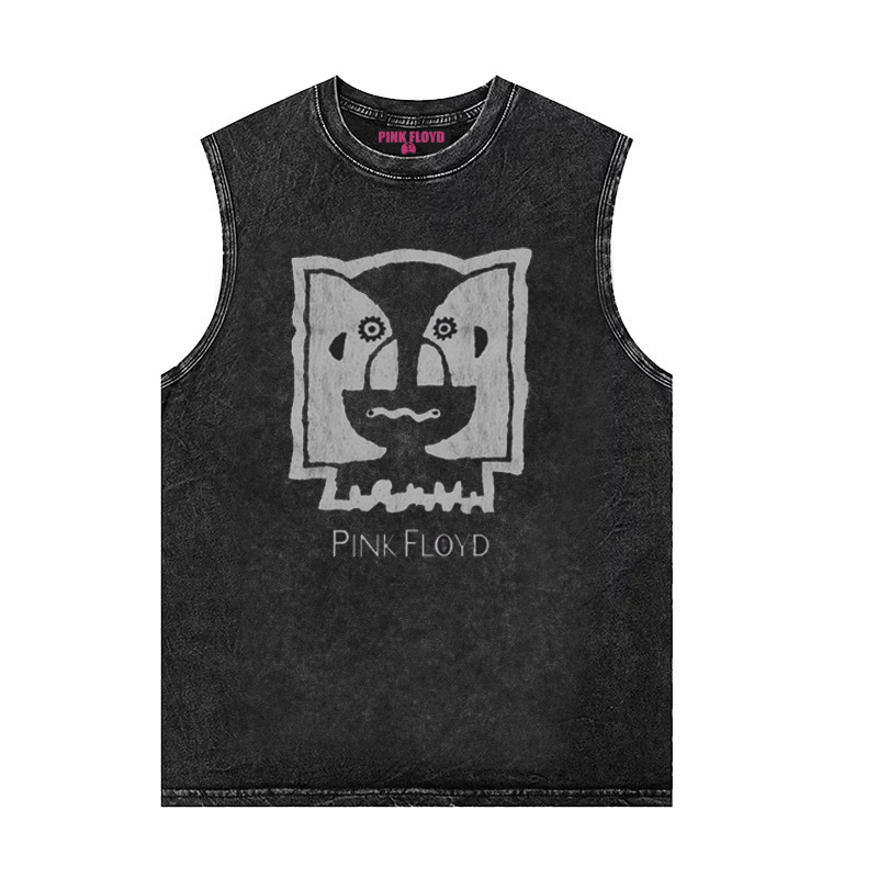 Pinke Floyd Pink Floyd men's high street rock distressed washed vintage batik sleeveless T-shirt Pinke Floyd Pink Floyd men's high street rock distressed washed vintage batik sleeveless T-shirt