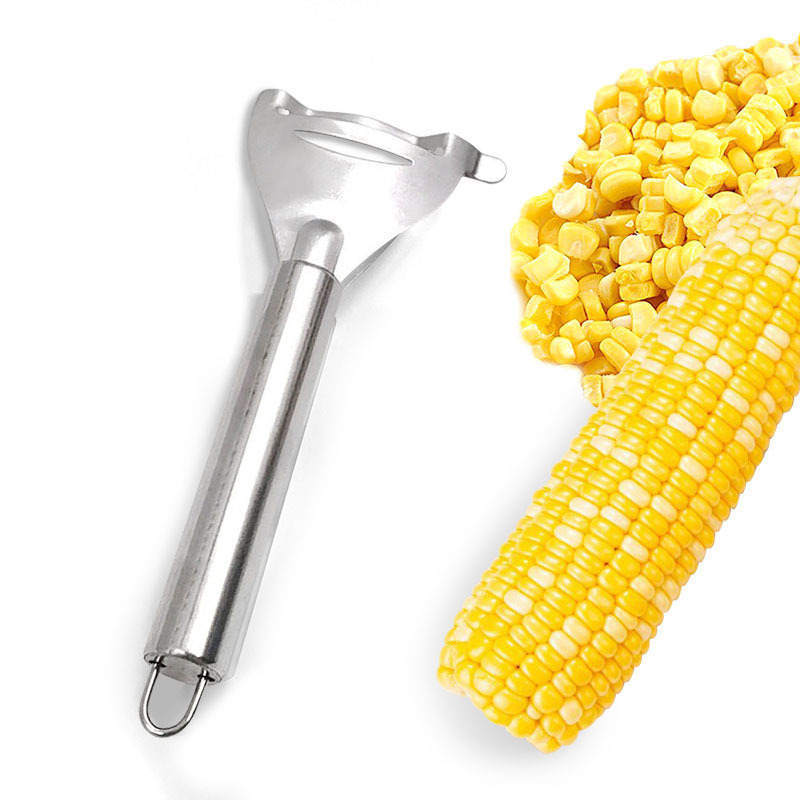 トウモロコシの皮むき器 トウモロコシ粒分離器 トウモロコシ剥離ナイフ キッチンツール ステンレス製トウモロコシ削り器|undefined