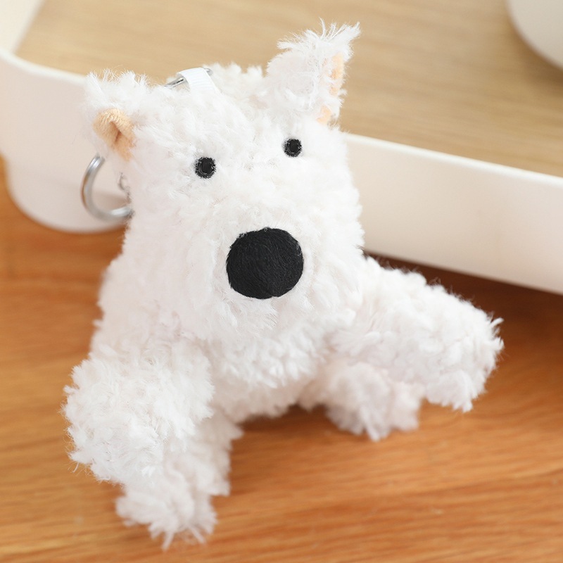 Cute niña garabateado perro West Highland puppy peluche mini muñeca regalo bolsas colgantes al por mayor