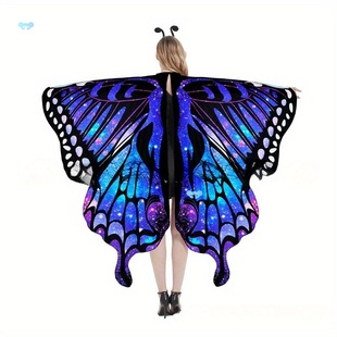 Galaxy Inspired Butterfly Cloak Vibrant Gradient Blue to Cross-Border