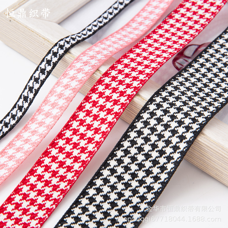 千鸟格服装辅料配饰DIY蝴蝶结发饰材料韩版织带格子丝带现货批发