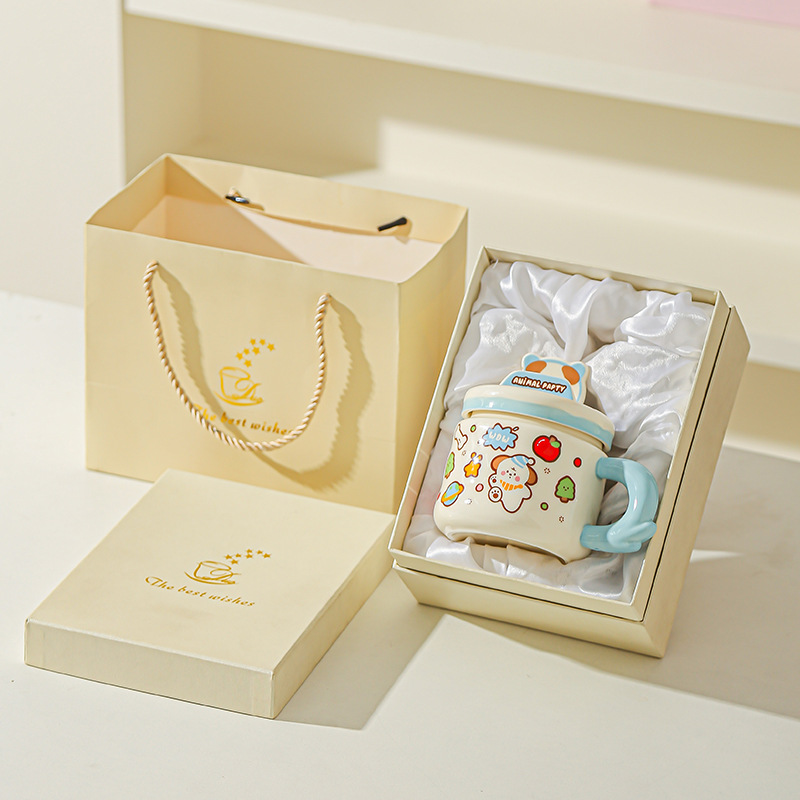 Linda caricatura linda mascota graffiti taza de animales oficina taza de agua de alto valor soporte para teléfono móvil taza de cerámica para estudiantes