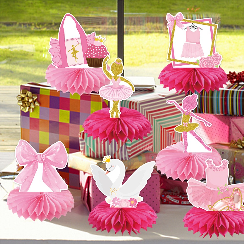 Decoración de panal de cumpleaños con tema de ballet de Amazon Decoración de fiesta de cumpleaños Decoración tridimensional de panal de ballet rosa