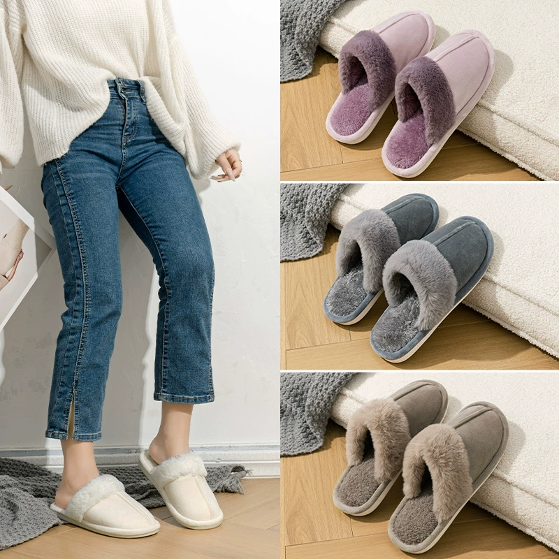 Трансграничные горячие продажи зимний бархат утолщенный и теплый домашний противоскользящий домашний тапочки с толстой подошной головкой