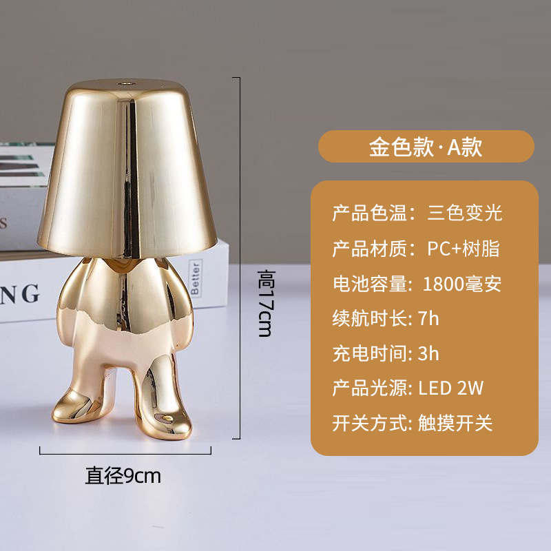 国境を越えた小金人電気スタンド装飾テーブルライトレストランカフェの家庭装飾雰囲気ランプ思考者の小夜灯|undefined