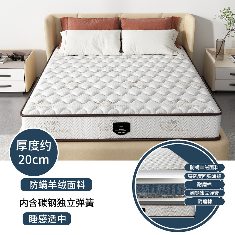 席梦思床垫家用卧室独立软垫弹簧床垫20cm厚1.5米租房专用硬椰棕|undefined
