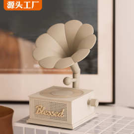 复古留声机蓝牙音响七彩灯桌面摆件创意怀旧小音箱送女生节日礼品