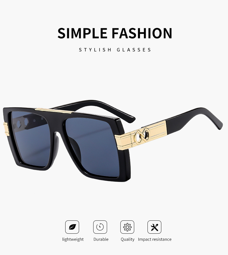 Personalized Large Frame Sunglasses For Women Flat Top Metal Design_voghion.com