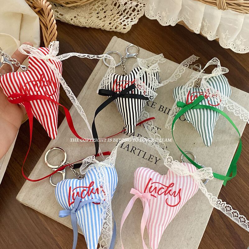 South Korea New Color Ribbon Lace Bow Love Keychain Sweet Cute Lobster Buckle Bag Pendant