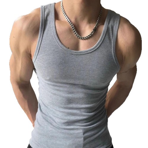 American-style weighted ribbed tight training sports muscle-displaying fitness base jacket for men sleeveless summer