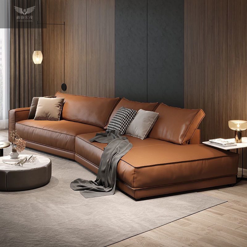Sala de estar de lujo ligero Sofá de tela de tecnología de terciopelo esmerilado italiano simple y minimalista, apartamento grande y pequeño, sofá de forma especial de celebridad de Internet simple