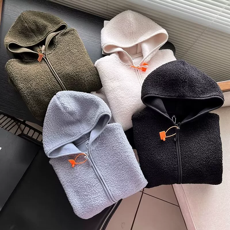 Горячая теплая толстовка с капюшоном Курток осенью и зимой женская имитация баранины с флисом на молнии куртка с длинными рукавами 430644