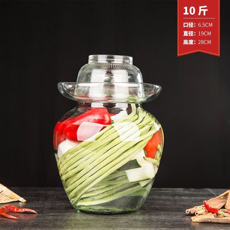 腌菜罐泡菜壇子玻璃加厚酸菜壇子家用玻璃缸密封特大號鹹菜泡菜罐