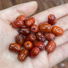 战国红南红玛瑙红玛瑙老型珠枣型珠佛珠DIY配珠路路通串珠文玩配