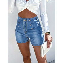 G 50579 Double-breasted denim shorts ˫�ſ�ţ�ж̿�����ͨ��