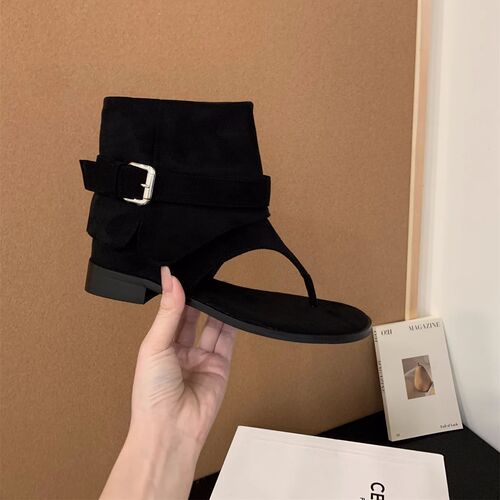 Casual flip-flops sandals short boots 2025 summer new style niche personalized flip-toe breathable Roman sandals for women
