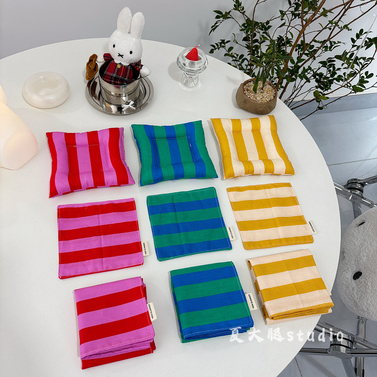 Dopaminas rayas de viento multicolor tela de cocina rayas almohadilla de comedor sensación de atmósfera propensos nuevos adornos para el hogar