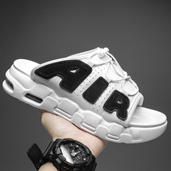 Summer new PU air cushion slippers Korean style letters casual versatile outdoor beach shoes cross-border large size men's trendy shoes