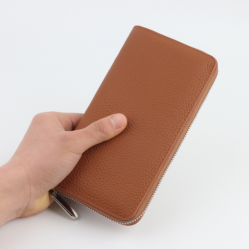 New Japanese-Style Genuine Leather Women's Long Wallet, Large Capacity Men's Fashion Clutch Phone Bag, Dropshipping Available