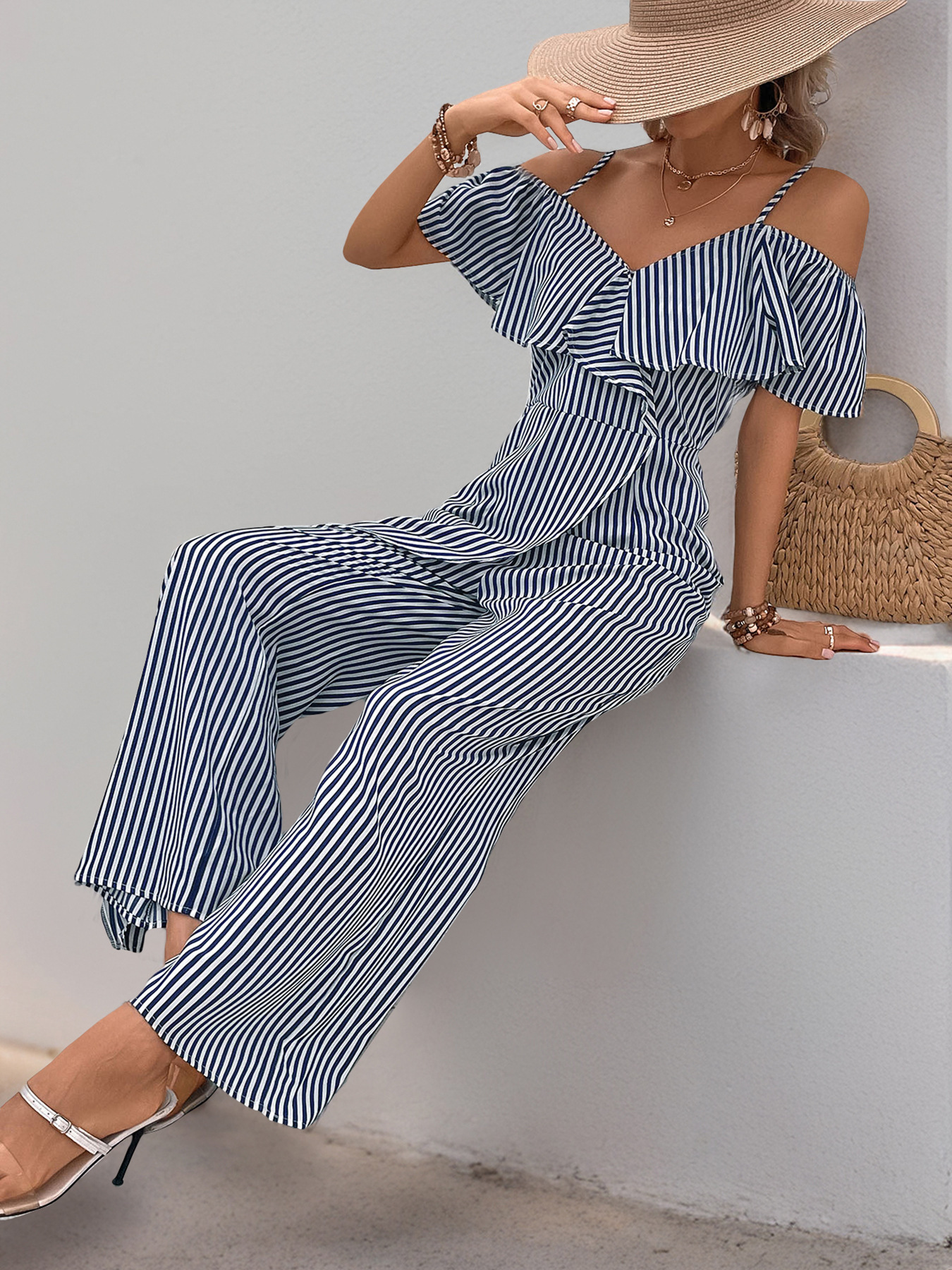 Striped Wide Leg Jumpsuit