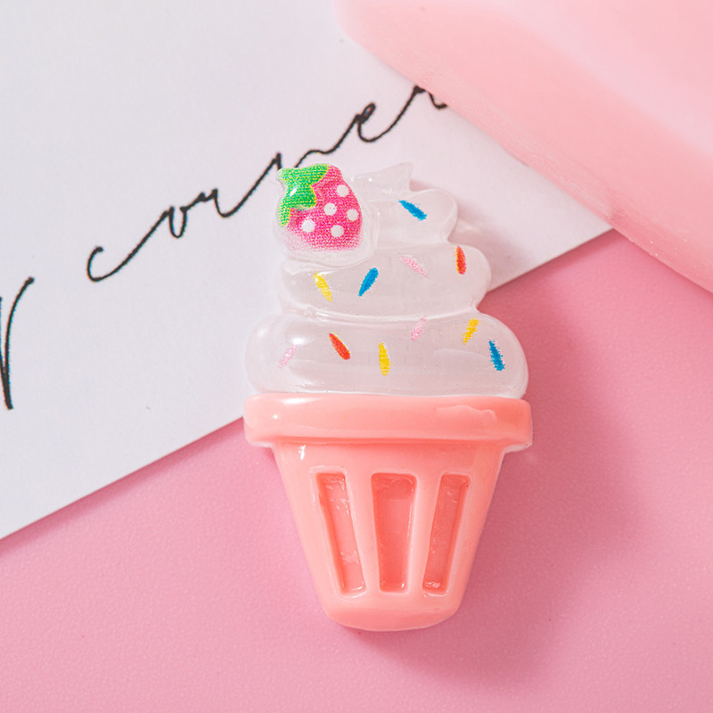 Nuevo hielo transparente simulación Popsicle resina accesorios DIY crema pegamento material al por mayor tocado decoración fresa cono de maíz