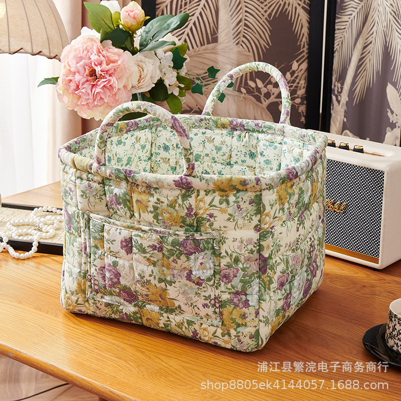 対外貿易輸出家庭布芸収納バスケット韓国式田園風携帯下着雑物整理枠機洗濯収納バスケット