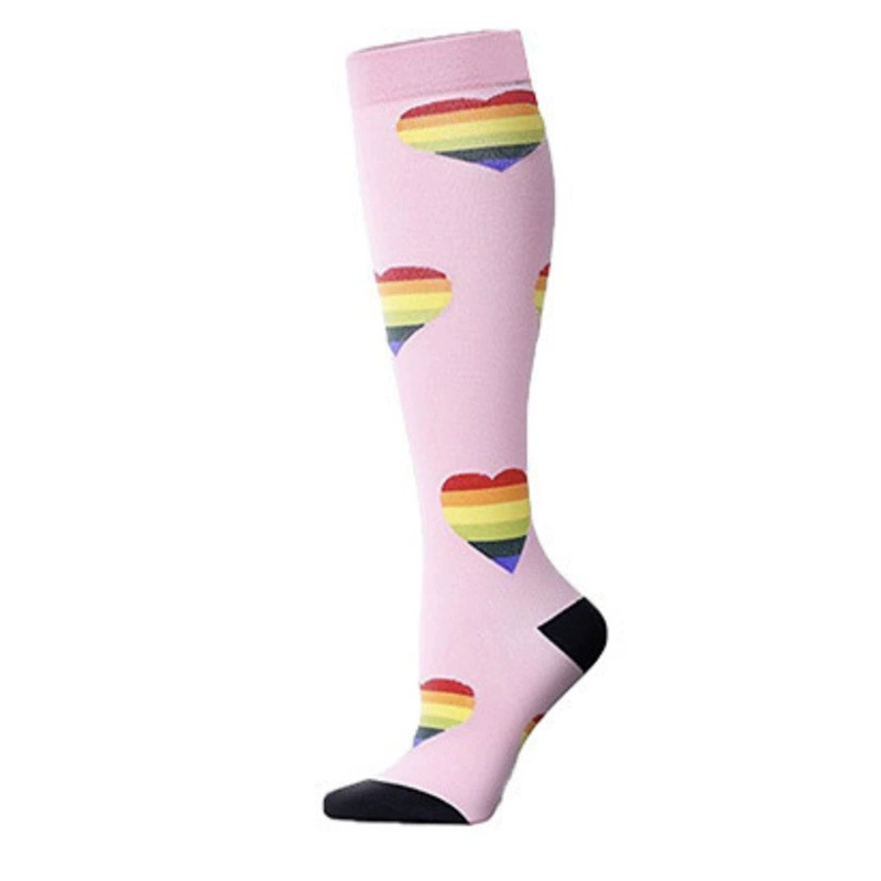 Compression Running Socks, Unisex Jacquard Knee-High Socks, Multiple Patterns, S/M & L/XL