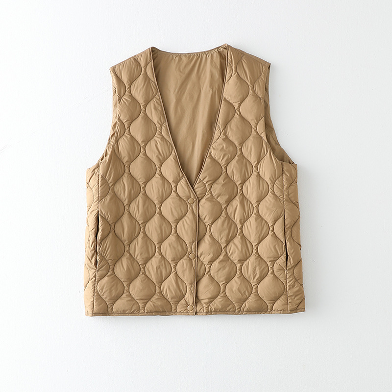 2023 new vest with overcoat stacked bottoming liner V-neck lightweight 90 white duck down jacket coat vest