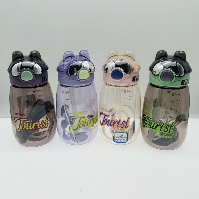 Xbd2018 Panda de gran capacidad taza de agua Linda taza de paja oso taza de plástico estudiante de dibujos animados taza de plástico