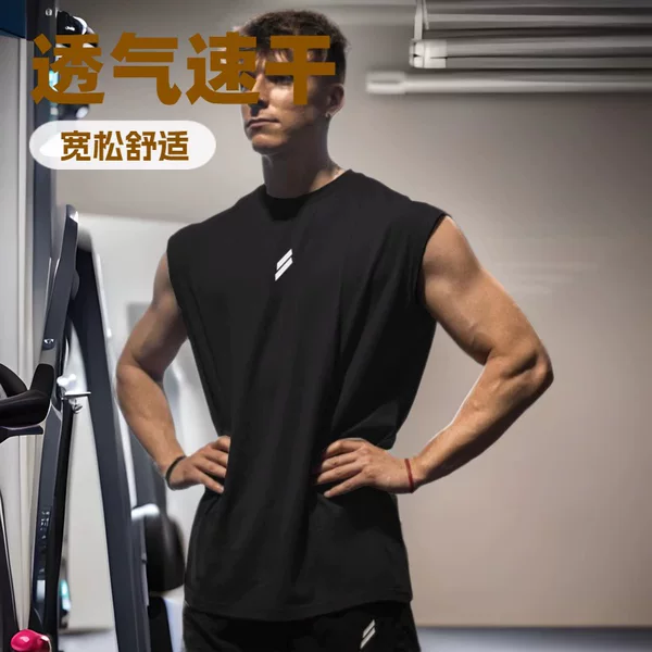 Summer Fitness Mesh Vest Casual Running Training Loose Large Size Breathable Quick-Drying Round Neck Sweatshirt Sleeveless