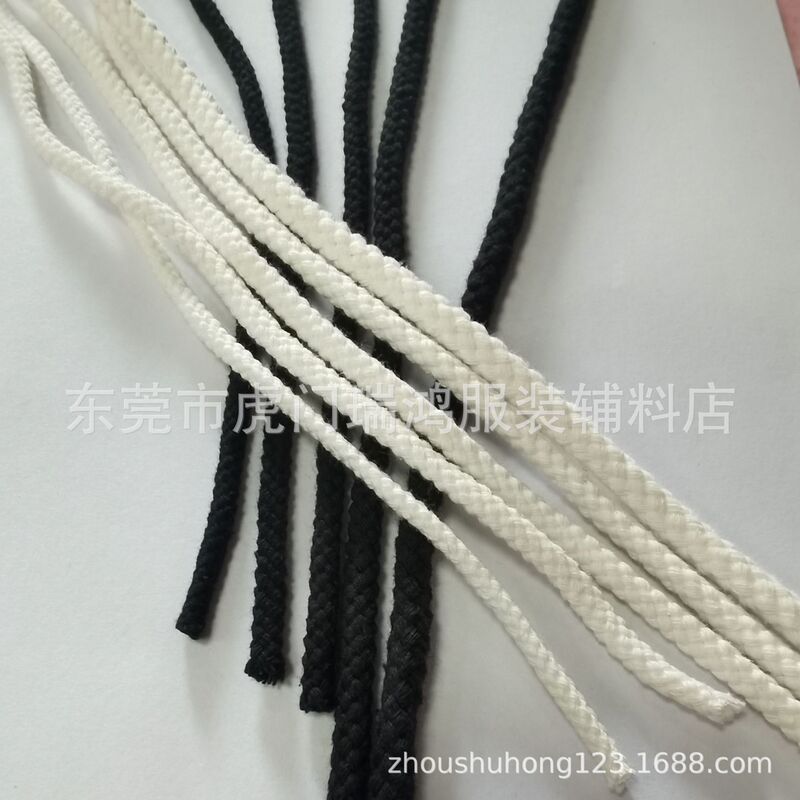 Eight-strand Coarse Grain Cotton Hollow Braided Round Rope Pure Cotton Autumn and Winter Sweatshirt Hood Rope Trouser Waist Rope Sports and Casual Shoelaces