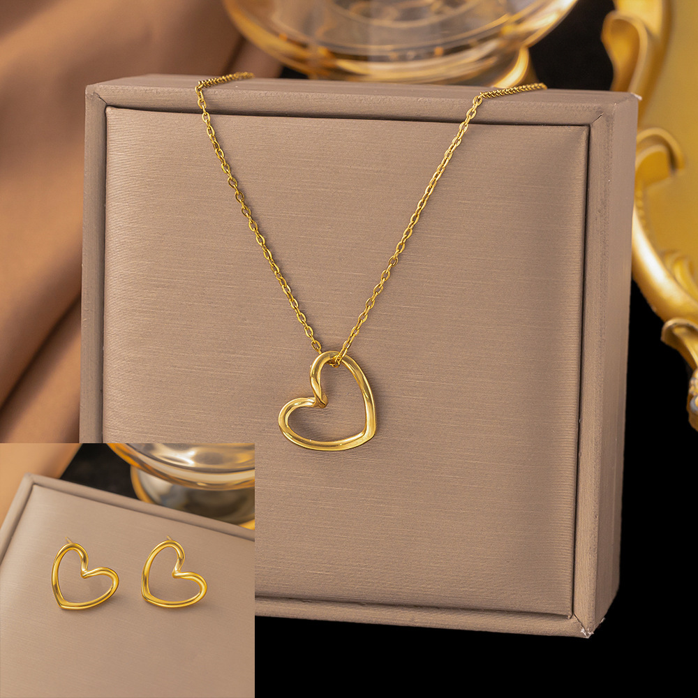 Juego de joyería de acero de titanio 2023 – collar, aretes, de alta gama, venta al por mayor
