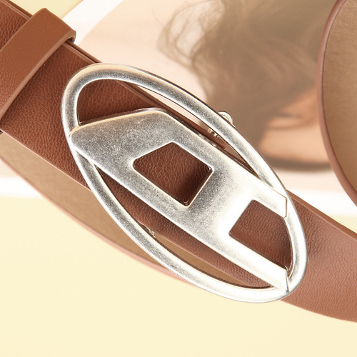 New American retro ins belt women's D-shaped alloy buckle belt men's and women's decorative jeans with women's belt