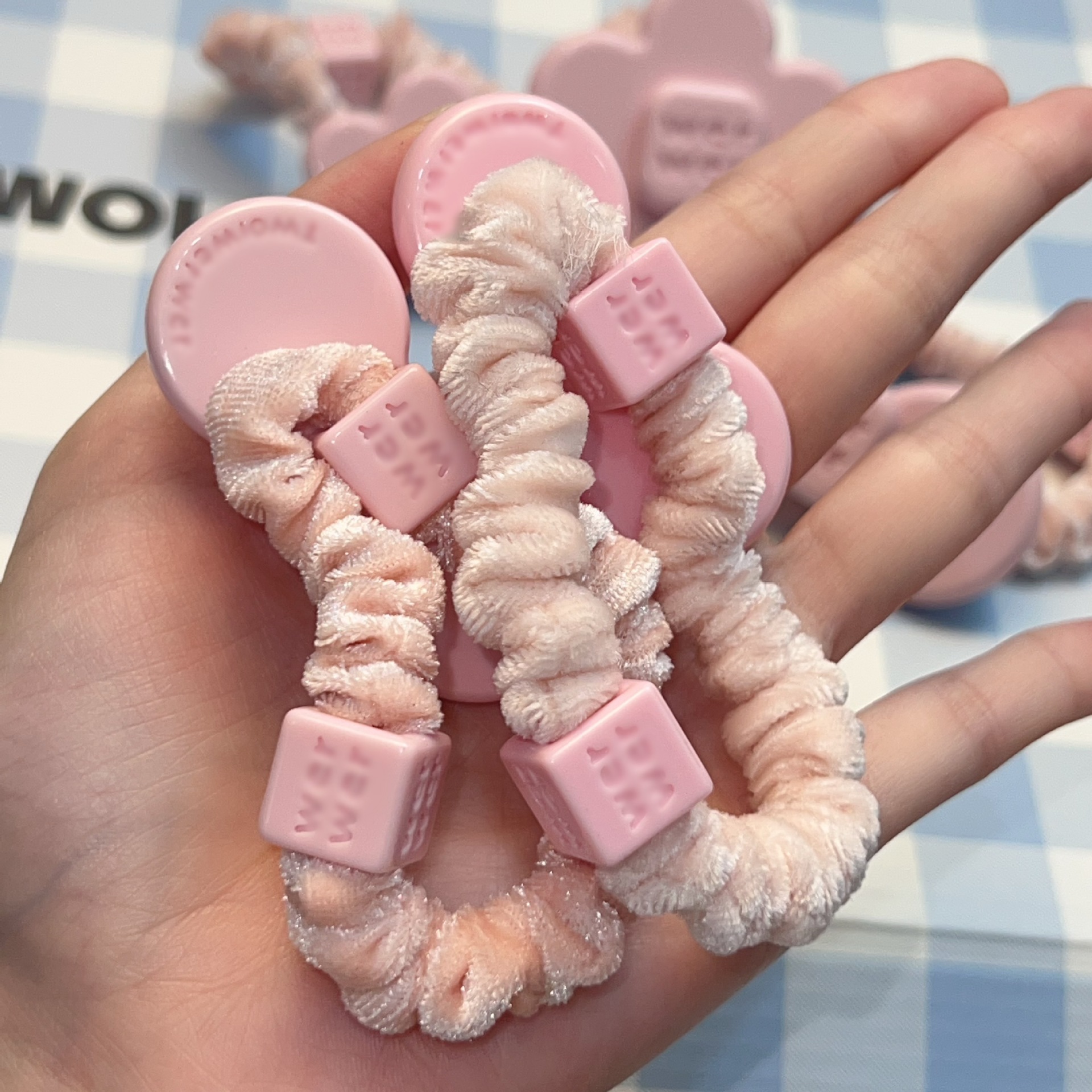 High-End Version Barbie Pink Amber Color Hair Tie New Acetate Material Bow Flower Hair Accessory Hair Rope