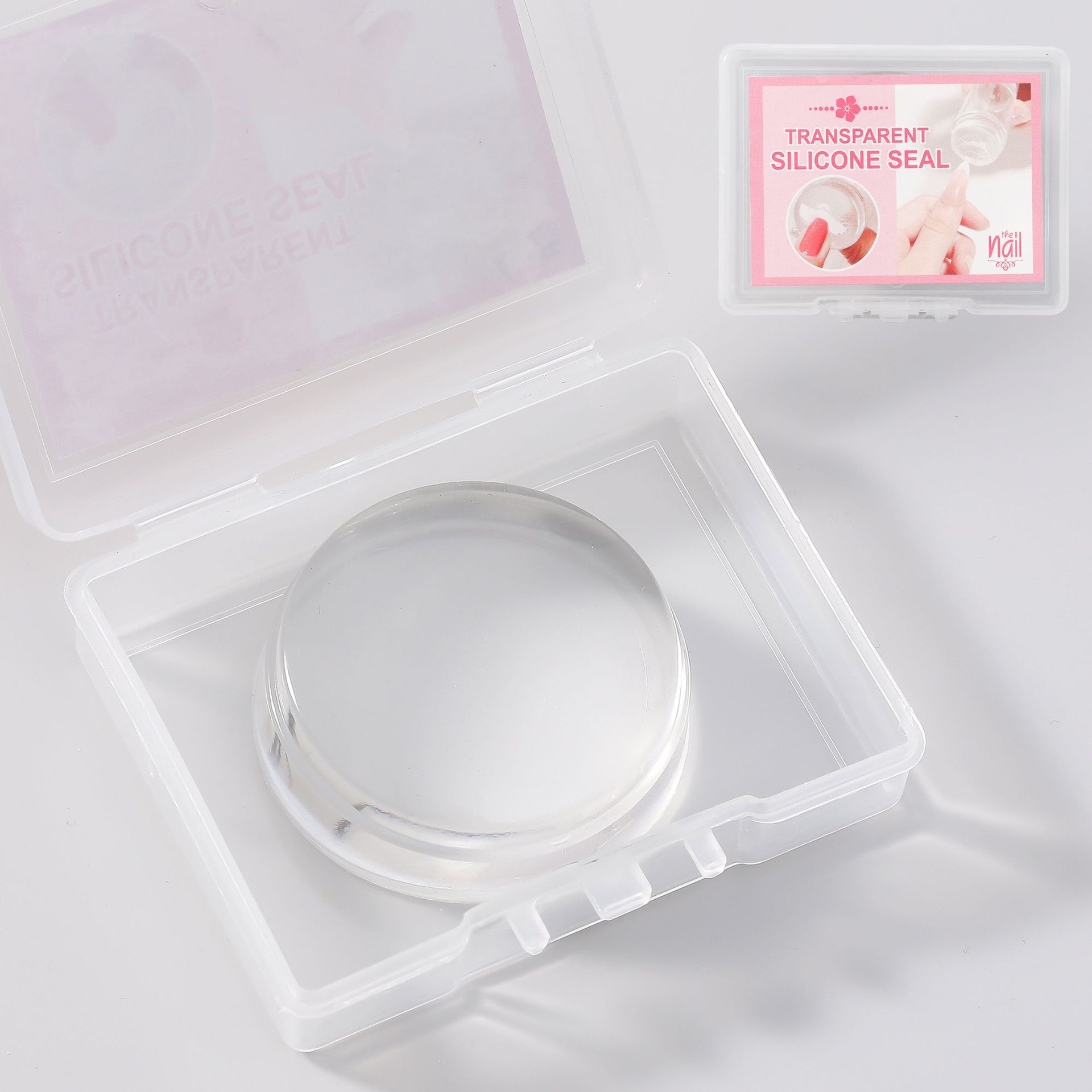 Exclusividad transfronteriza para sellos de uñas, silicona transparente, impresión francesa, sello girante, herramienta de impresión telescópica de doble cabezal con tapa
