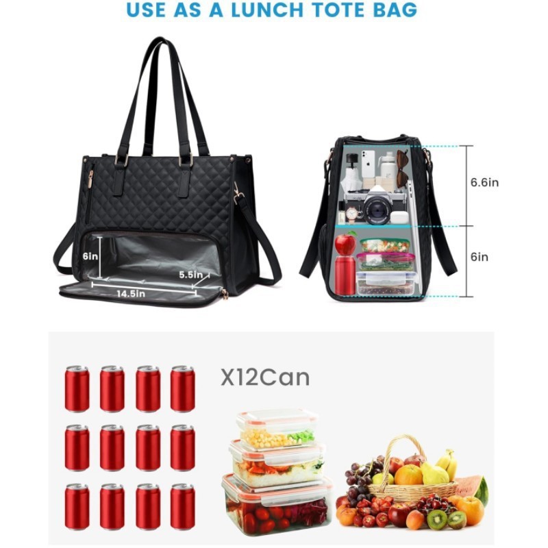 Spot nuevo producto 2 en 1 bolso bolso de almuerzo bolso de combinación bolso de mano grande bolso de computadora diagonal de almuerzo de aislamiento para mujer