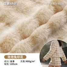 泡泡绒印花绒布480g毯子靠枕家纺渐变泡泡兔毛布仿兔毛泡泡印花布