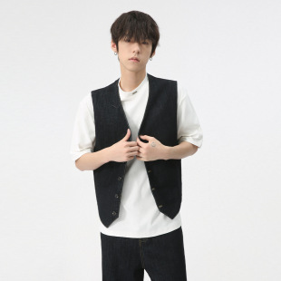 MTLCLOTHES Men's | 2024 Summer New British Style Retro Sleeveless Denim Vest suit Leisure Tide