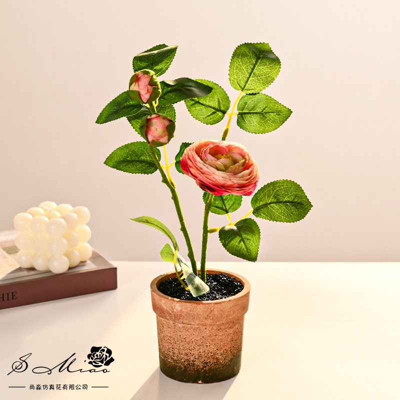Santou Tea Mei pequeña plantación de bonsai floral imitación decoración de plantación verde decoración de flores de bonsai en el hogar sala de estar