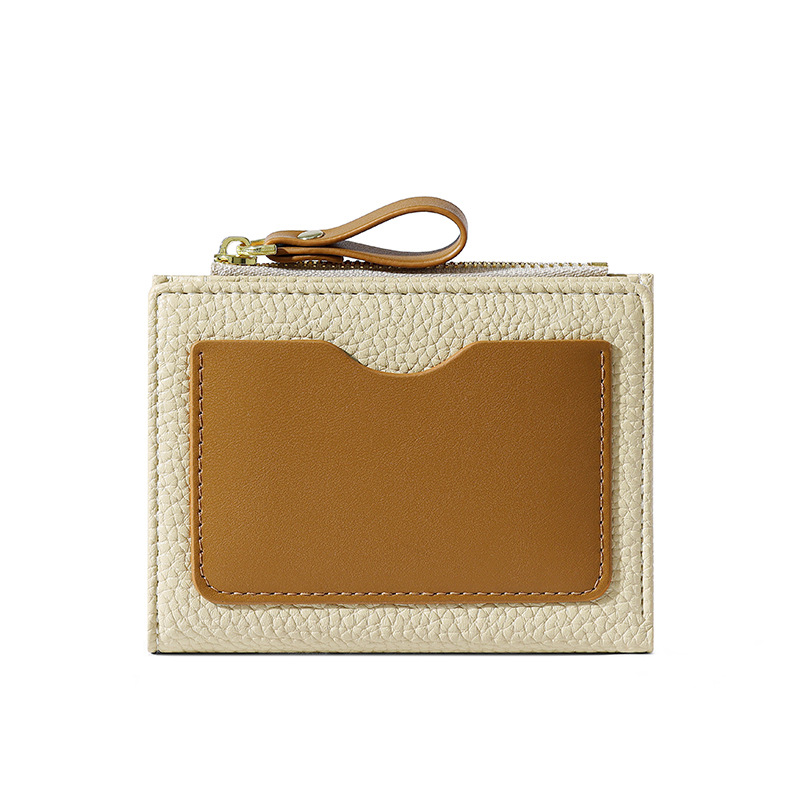 Nicho de color retro litchi estampado billetera pequeña bolso de cambio corto bolso en una cartera simple