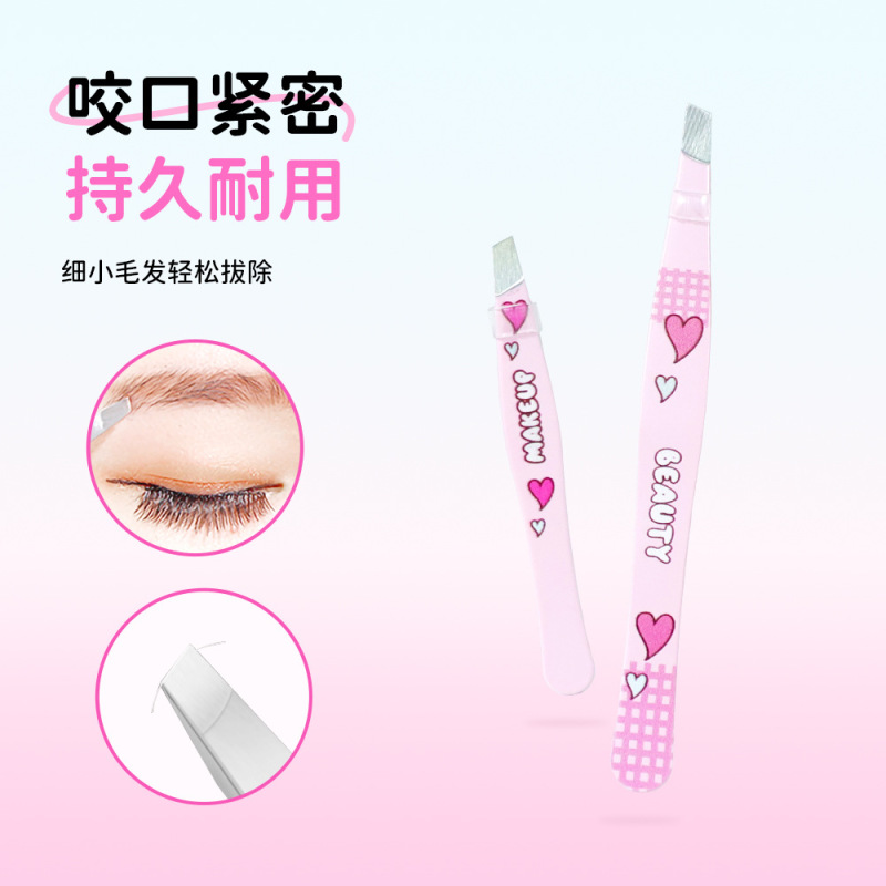 キャンディーシリーズの省力眉クリップ2個入りの女性顔眉修理ツールの斜めまつげピンセット眉クリップ|undefined