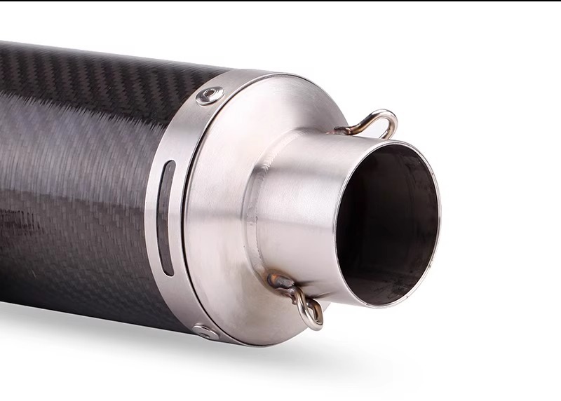 Motorcycle Exhaust Pipe Modification F02 Small Cylinder 51mm Diameter Universal Tail Section Silencer Stainless Steel Carbon Fiber