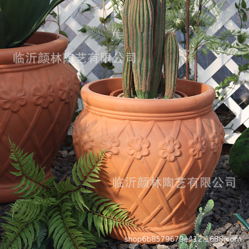 Cesta de flores de paisaje maceta de cerámica roja maceta de cerámica gruesa maceta de decoración de jardín maceta de cerámica de comercio exterior maceta de flores de novatos transpirables