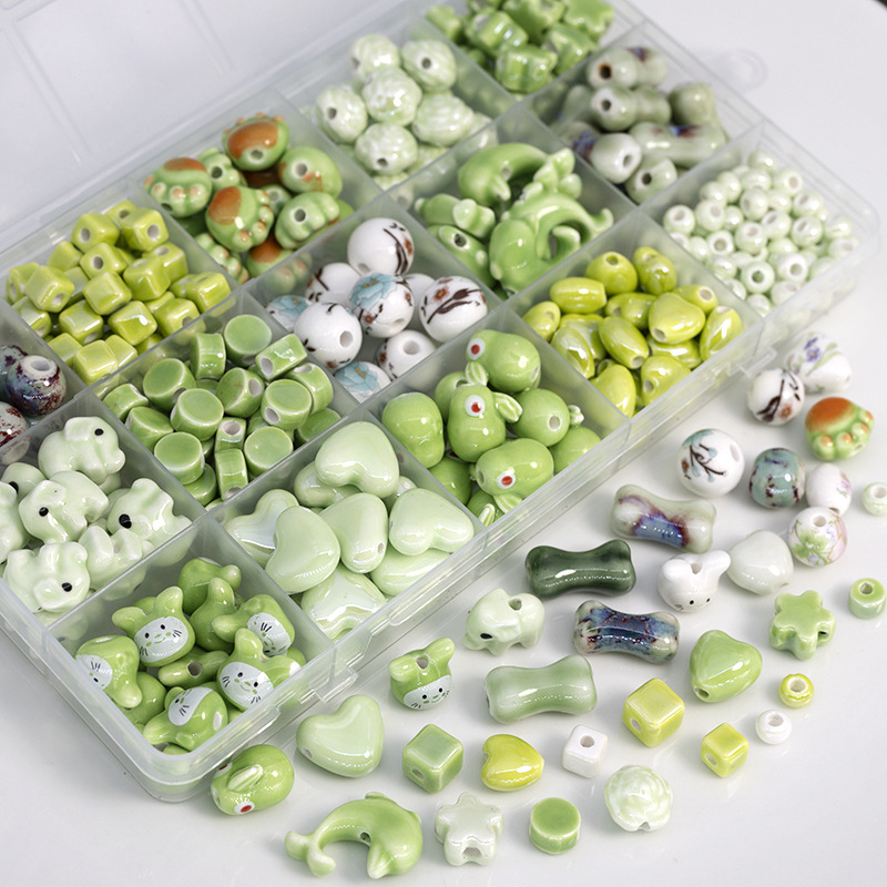 Green fresh ceramic round beads