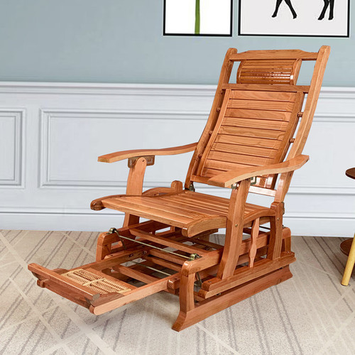 Solid wood rocking chair for the elderly, leisurely lounge chair, log nap chair, adult home balcony leisure chair, folding nap chair