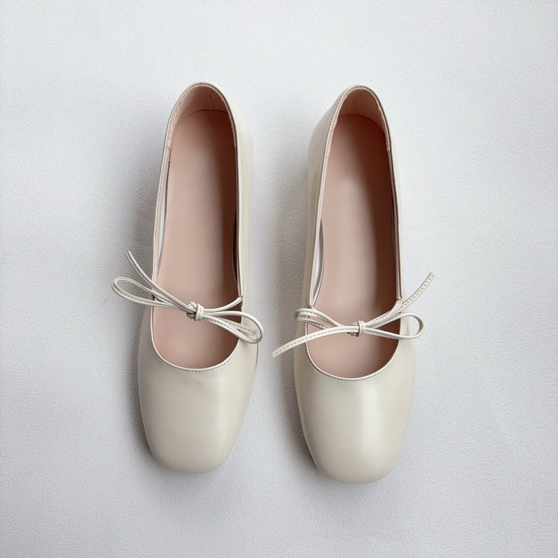High-Quality Comfortable Foreign Trade New Soft Sheepskin Ballet Shoes Square Toe Low Heel Shallow Mouth Mary Jane Shoes Versatile Fashion Women's Shoes