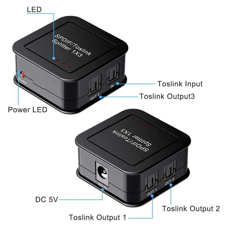 デジタル光ファイバーオーディオ分配器一進三出spdif 1 in3 out 1x3光ファイバー分配器スプリッタ|undefined