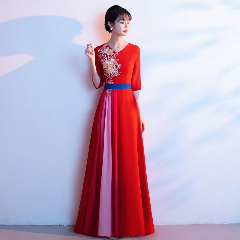 Choir Group Performance Costumes, Women's Long Dresses, Adult Formal Dresses, Choir Red Song Recitation Competition Student Performance Costumes Choir Group Performance Costumes, Women's Long Dresses, Adult Formal Dresses, Choir Red Song Recitation Competition Student Performance Costumes