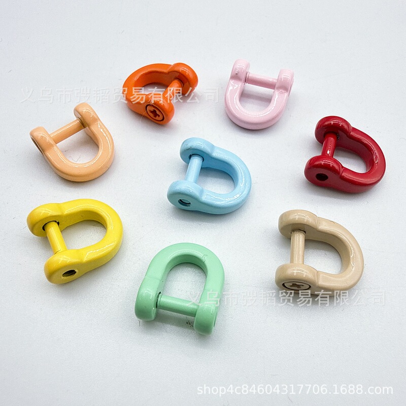Colorful Horseshoe Keychain, Painted D-Shaped Open-Ended Bead Keychain DIY Accessory, Alloy Connecting Ring Colorful Horseshoe Keychain, Painted D-Shaped Open-Ended Bead Keychain DIY Accessory, Alloy Connecting Ring