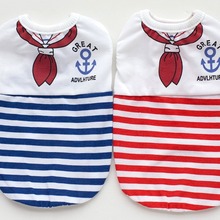 春夏薄款宠物狗狗猫猫咪法斗泰迪衣服装饰海军背心厂家用品批发